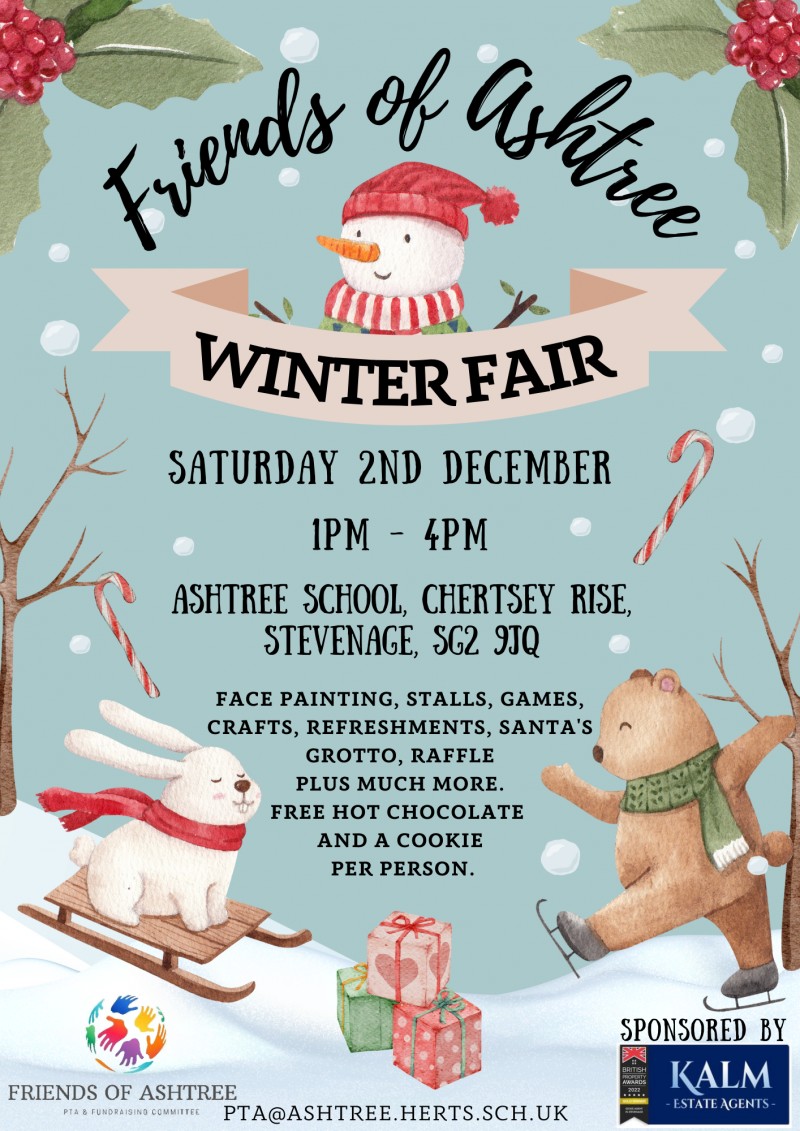 KALM ESTATE AGENTS SPONSORING ASHTREE SCHOOL WINTER FAIR 2023